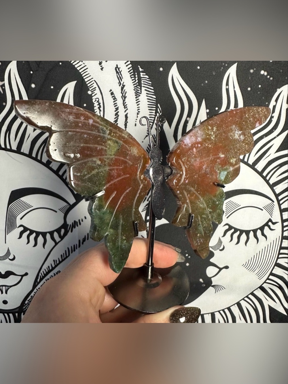 Ocean Jasper Butterfly Wings on Stand (c)